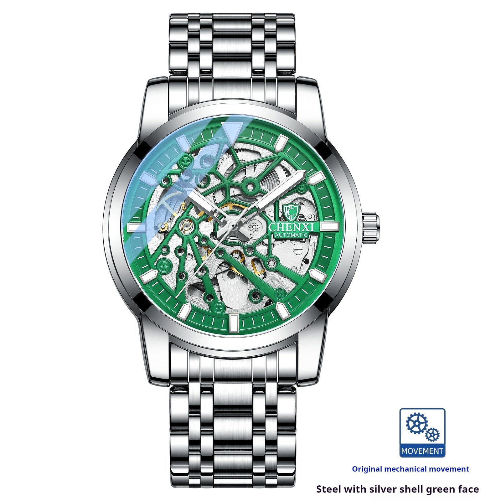 white-green-white-steel-belt