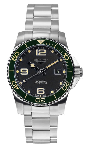 Longines Hydroconquest 41Mm Black Dial Green Bezel L3.781.4.05.6 Men'S Watch
