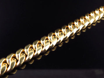 10K Men'S Solid Yellow Gold Miami Cuban Link 8.5 Inch Bracelet 9Mm