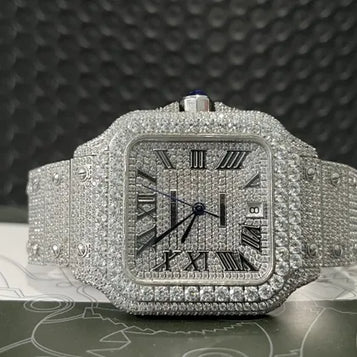 Shining and Luxurious Fashion All-Metal Morganite Men'S and Women'S Wristwatch. Fashion Hip-Hop, VVS Grade, Diamond Inlay, Automatic Mechanical Watch.