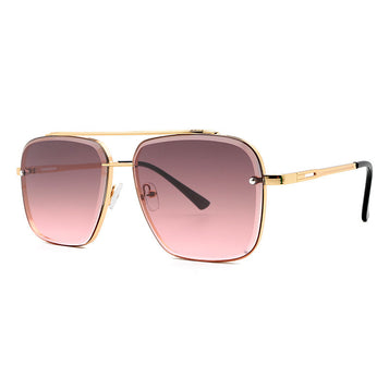 Fashion Double Beam Cut Edge Metal Sunglasses Men's