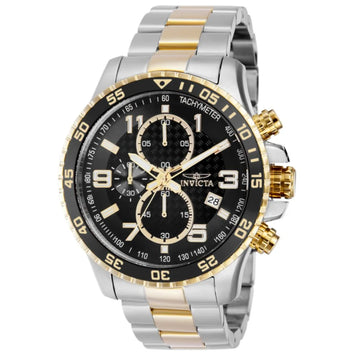 Specialty Men 45Mm Stainless Steel Gold + Steel Black Dial Chronograph Quartz Watch, 37187