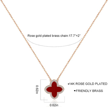 Dainty Lucky Clover Necklace 14K Gold Plated Four Leaf Clover Necklace for Women, Simple Necklace Jewelry for Girls Teen