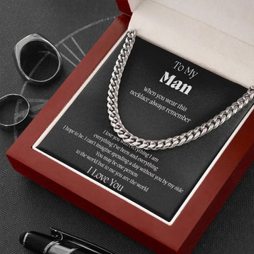 To My Man Cuban Link Chain, Cuban Link Necklace with Message Card, Cuban Link Chain Necklace, Gift for Father, Dad Gift Ideas, Gift for Father'S Day