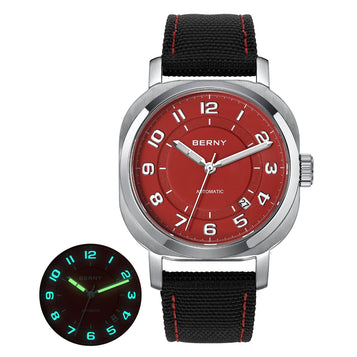 Mechanical Watch for Women Self-Wind Pillow Cushion Sapphire Super Luminous Wristwatch Canvas Calendar Watch for Ladies