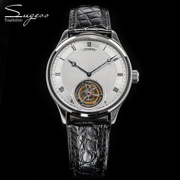 Tourbillon Men Watches ST8230 Genuine Tianjin Movement Mechanical Vintage Skeleton Wristwatch Elegant Crocodile Leather