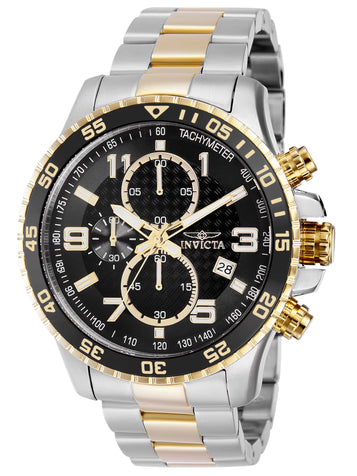 Specialty Men 45Mm Stainless Steel Gold + Steel Black Dial Chronograph Quartz Watch, 37187