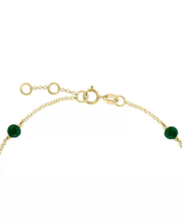 EFFYÂ® Malachite & Diamond (1/20 Ct. T.W.) Chain Bracelet in 14K Gold