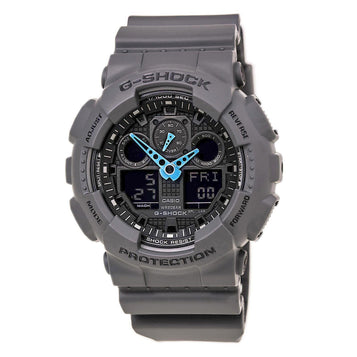 Casio Men'S Watch G-Shock Grey Black Ana-Digi Dial Resin Black Strap GA100C-8A