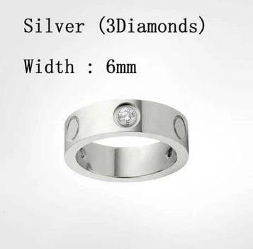 Love Rings Womens Designer Ring Couple Jewelry Band Titanium Steel with Diamonds Casual Fashion Street Classic Gold Silver Rose Optional Size 4 /5 / 6Mm Red Box Gift