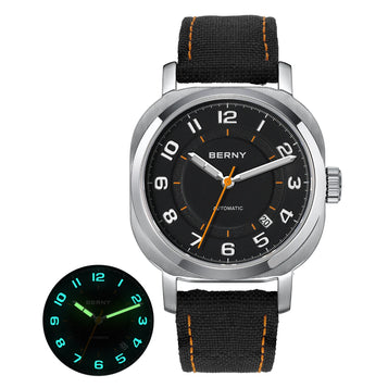 Mechanical Watch for Women Self-Wind Pillow Cushion Sapphire Super Luminous Wristwatch Canvas Calendar Watch for Ladies