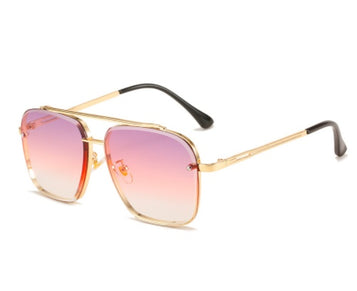 Double Bridge Cut Metal Glasses Sunglasses