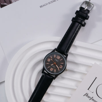 Men's Leather Strap Sports Pointer Quartz Watch