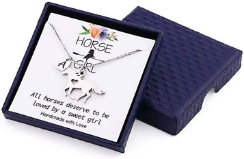 Horse Necklace for Girls - Dainty Pendant Heart 26 Initial Jewelry for Women, Kids, Horse Lovers