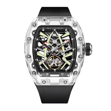 Mechanical Watches for Man Luxury Brand Transparent Tonneau Dial Automatic Men Wristwatch Fashion Interchangeable Watch