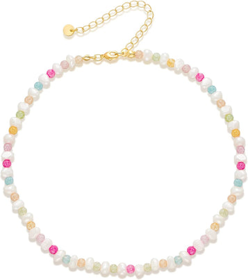 Imitation Pearl Necklace for Women Colorful Seed Beaded Necklace Fashion Summer Necklace Imitation Pearl Choker Necklace Bohemian Necklace