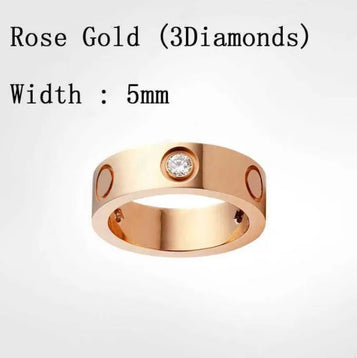 Love Rings Womens Designer Ring Couple Jewelry Band Titanium Steel with Diamonds Casual Fashion Street Classic Gold Silver Rose Optional Size 4 /5 / 6Mm Red Box Gift