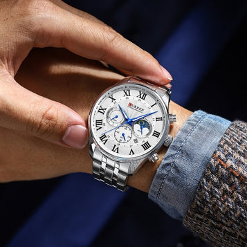 Calendar Steel Band Six-pin Sports Business Quartz Men's Watch