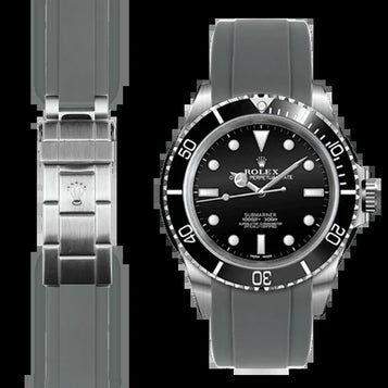 Curved End Rubber Strap for Rolex Submariner No-Date Deployant