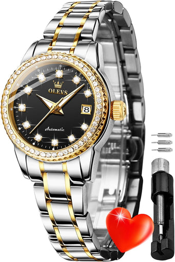 Womens Diamond Watches Automatic Mechanical Gold Luxury Dress Ladies Self Winding Original Stainless Steel Wrist Watch