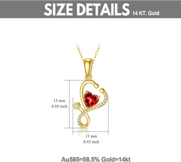 14K Gold Stethoscope Necklace for Wonen, Heart-Shaped Stethoscope Pendant Necklace Medical Jewelry for Doctor Nurse Medical Student Gifts,16+2 Inch