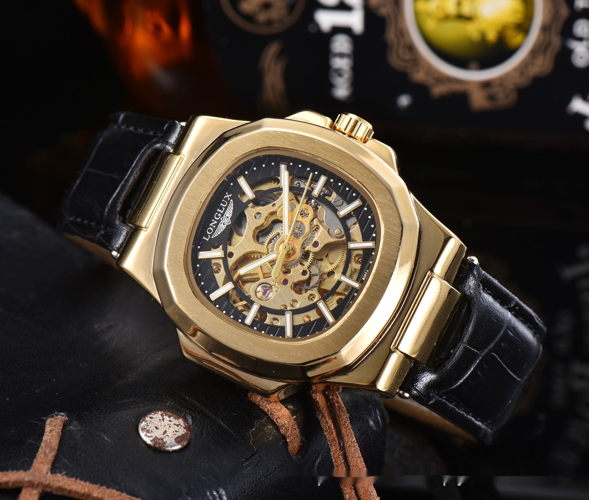 gold-shell-black-surface