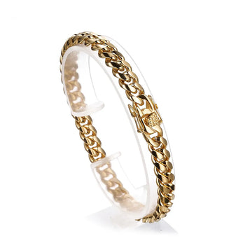 Mens Hip Hop Topbling Cuban Link Chain Bracelets Solid Stainless Steel 18K Real Gold Plated Bangle Jewelry 8-18Mm