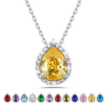 Birthstone Necklace November Citrine Pear Pendant Necklace for Women Sterling Silver Jewelry Gifts for Wife Daughter Mother
