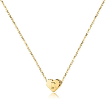 Heart Initial Necklaces for Women Girls - 14K Gold Filled Heart Pendant Letter Alphabet Necklace Letter Initial Necklace Gifts for Girls Teens