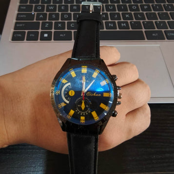 Men's Leather Watch Strap Quartz Sports Watch