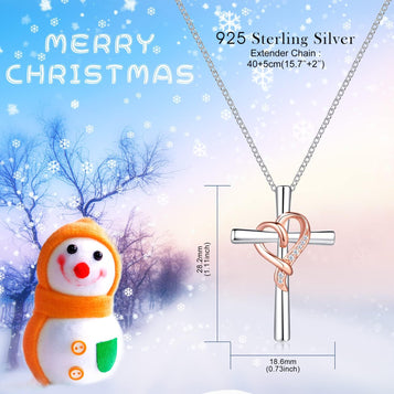 Cross Necklace for Women Sterling Silver Heart Necklace Initial Personalized Dainty Faith Friendship Necklaces for Women Festival Jewelry Religious Gifts