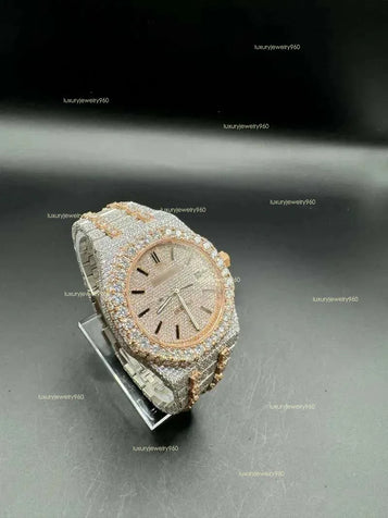 Men'S Moissanite Quartz Watch - Custom VVS Design with High-Fashion Hip Hop Accessories Jewelry Full of Dias Men'S Watch Designer High-End Custom