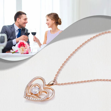 Women'S Cubic Zirconia Heart Pendant Necklace - Dainty Sterling Silver Charm with Adjustable Chain (Length: 17.7)