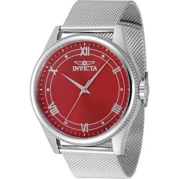 48484 Men'S Celestial Quartz Red Dial Mesh Bracelet Watch