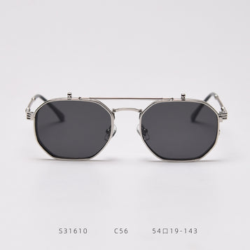 Metal Retro Flip Polarized Sunglasses