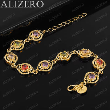 18K Gold Bracelet Multicolor Crystal Zircon Bracelets for Woman Wedding Party Gift Fashion Fine Jewelry