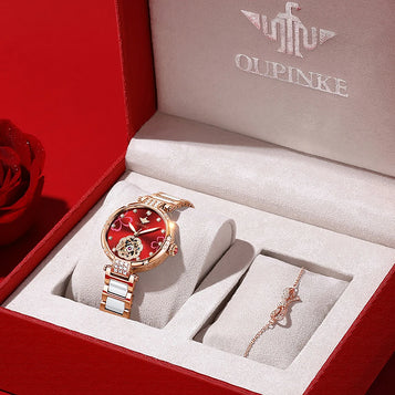 3183 Women Watch Top Luxury Brand Automatic Mechanical Tungsten Steel Watchstrap Waterproof Gift Box Watches for Women