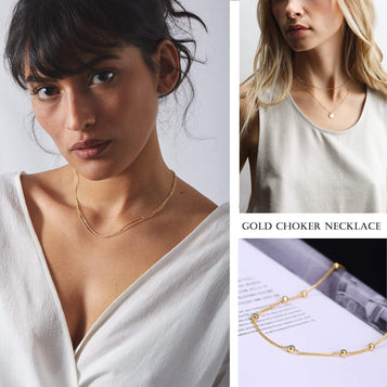 18K Gold Paperclip Chain Choker Satellite Chain Biwa Pearl Pendant Necklace Dainty Jewelry for Women