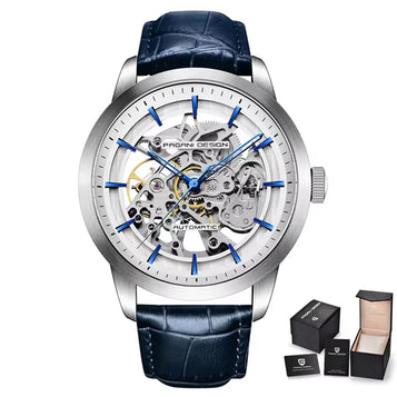 2025  New Men'S Luxury Automatic Mechanical Watch Stainless Steel Waterproof Sports Leather Watch Relogio Masculino