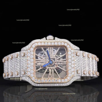Men'S Moissanite Quartz Watch - Custom VVS Design with High-Fashion Hip Hop Accessories Jewelry Full of Dias Men'S Watch Designer High-End Custom