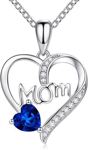 Mom Necklace for Women 925 Sterling Silver Birthstone Necklace for Mom, Necklaces for Mom Christmas Gifts Birthday Gifts for Mom