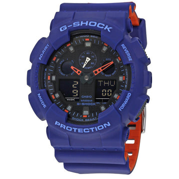 Casio Men'S Watch G-Shock Quartz Ana-Digi Dial Blue Resin Strap Dive GA100L-2A