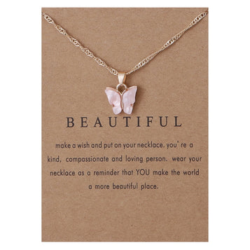Womens Necklaces Sweet Butterfly Necklace Acrylic Color Clavicle Chain Necklace