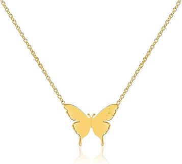 Personalized Gifts for Women 18K Gold Dainty Butterfly Necklace Cute Stainless Steel Initial Jewelry Handmade 14K Gold Filled Letter Engraved Pendant