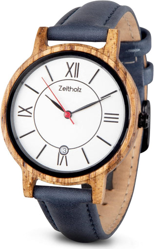 Wooden Watch Women, Wooden Watch, Gifts, Analog Watch, Date, New Rosenbach Collection 36Mm, Natural Wood, Japanese Quartz Movement, Leather Strap.