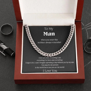 To My Man Cuban Link Chain, Cuban Link Necklace with Message Card, Cuban Link Chain Necklace, Gift for Father, Dad Gift Ideas, Gift for Father'S Day