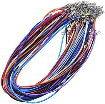 Mixed Korean Wax Necklace Cord with Clasp Bulk 100 Pcs - Necklace String for Jewelry Making Supplies – 18 Inches Rope Necklace Cords for Pendants Bracelet