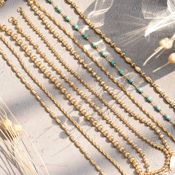 Gold round Turquoise Beaded Bracelets,14K Gold Plated Handmade Cute Dainty Bracelet for Women