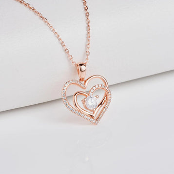 Women'S Cubic Zirconia Heart Pendant Necklace - Dainty Sterling Silver Charm with Adjustable Chain (Length: 17.7)
