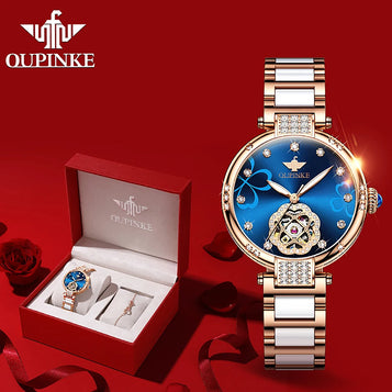 3183 Women Watch Top Luxury Brand Automatic Mechanical Tungsten Steel Watchstrap Waterproof Gift Box Watches for Women